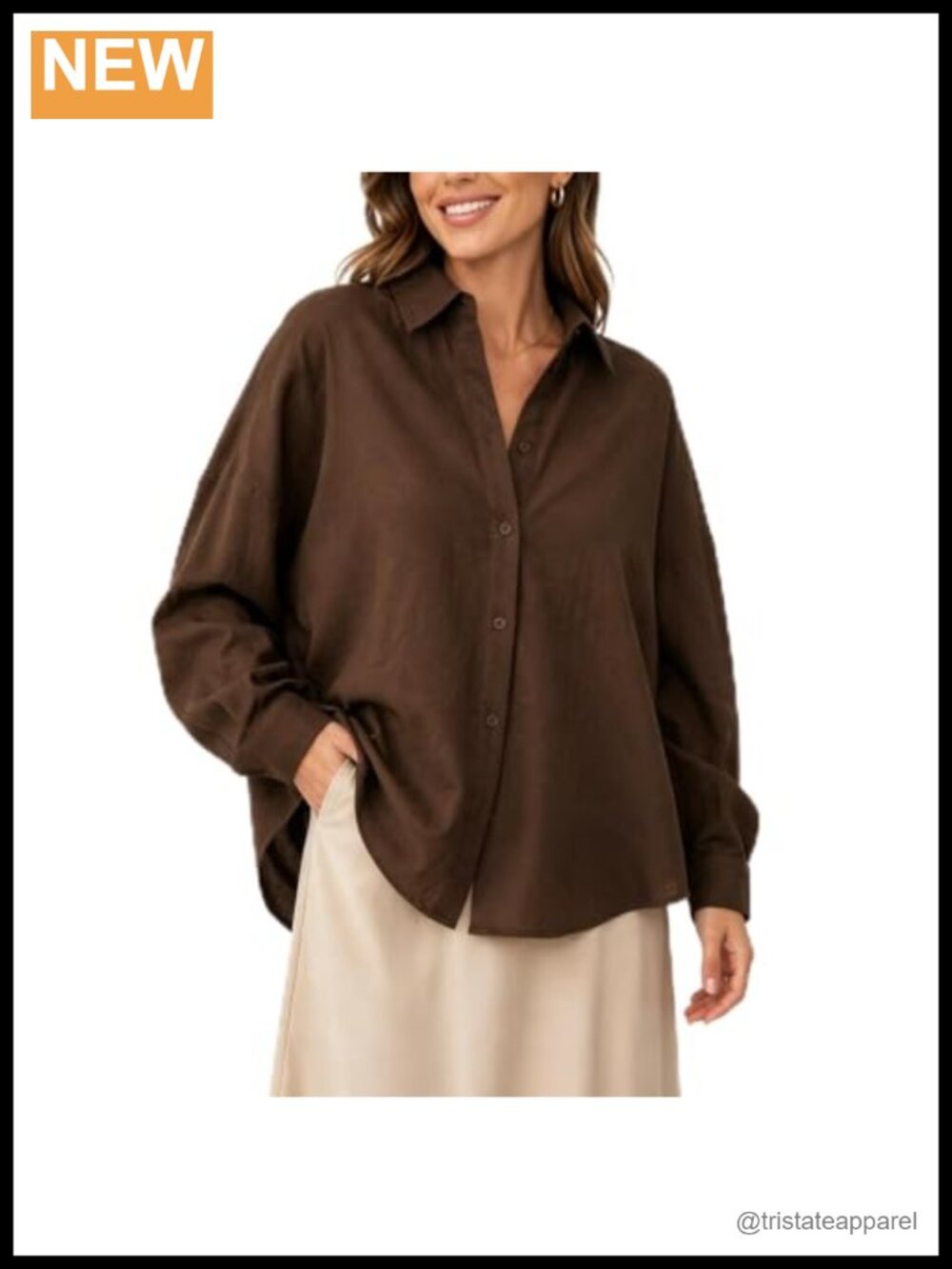 Oversized Twist Back Button Down Shirt Women Long Sleeve Wrinkle Resistant